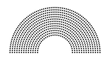 Hemicycle 674 koltuk - 13 sıra - 180 derece