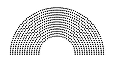 Hemicycle 675 koltuk - 13 sıra - 180 derece