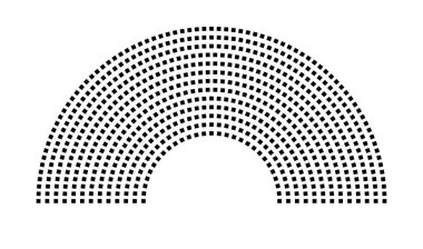 Hemicycle 678 koltuk - 13 sıra - 180 derece