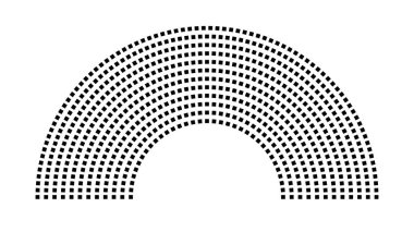 Hemicycle 683 koltuk - 12 sıra - 180 derece