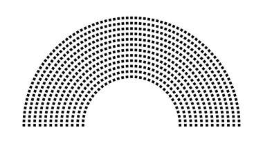 Hemicycle 684 koltuk - 12 sıra - 180 derece