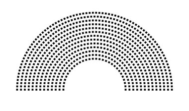 Hemicycle 685 koltuk - 13 sıra - 180 derece