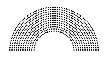 Hemicycle 686 koltuk - 12 sıra - 180 derece