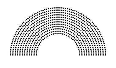 Hemicycle 687 koltuk - 12 sıra - 180 derece