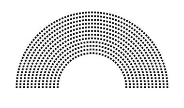 Hemicycle 688 koltuk - 12 sıra - 180 derece
