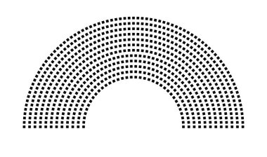 Hemicycle 689 koltuk - 12 sıra - 180 derece