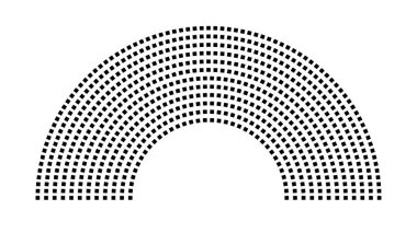 Hemicycle 690 koltuk - 12 sıra - 180 derece