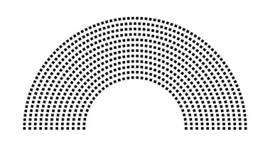 Hemicycle 693 koltuk - 12 sıra - 180 derece