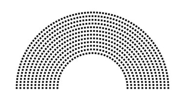 Hemicycle 694 koltuk - 12 sıra - 180 derece