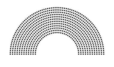 Hemicycle 695 koltuk - 12 sıra - 180 derece