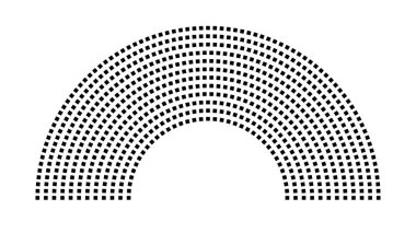 Hemicycle 696 koltuk - 12 sıra - 180 derece