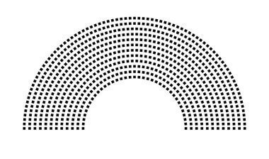 Hemicycle 697 koltuk - 12 sıra - 180 derece