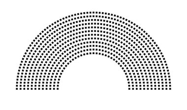 Hemicycle 698 koltuk - 12 sıra - 180 derece