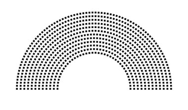 Hemicycle 703 koltuk - 12 sıra - 180 derece