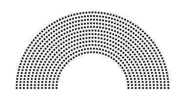 Hemicycle 704 koltuklar - 12 sıra - 180 derece
