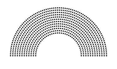 Hemicycle 705 koltuklar - 12 sıra - 180 derece