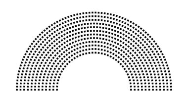 Hemicycle 709 koltuklar - 12 sıra - 180 derece