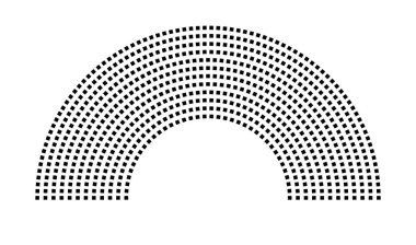 Hemicycle 708 koltuklar - 12 sıra - 180 derece