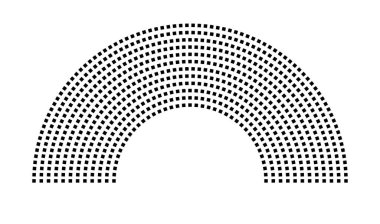 Hemicycle 715 koltuk - 12 sıra - 180 derece