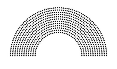 Hemicycle 714 koltuk - 12 sıra - 180 derece