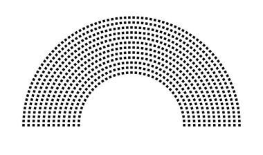 Hemicycle 716 koltuk - 12 sıra - 180 derece