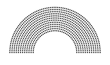 Hemicycle 711 koltuklar - 12 sıra - 180 derece