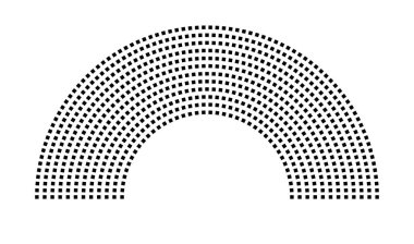 Hemicycle 725 koltuk - 12 sıra - 180 derece