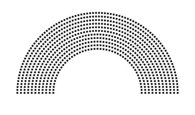 Hemicycle 731 koltuk - 11 sıra - 180 derece