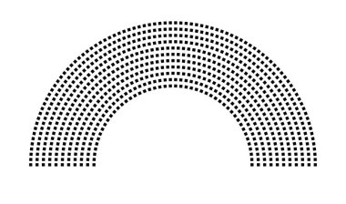 Hemicycle 735 koltuk - 11 sıra - 180 derece