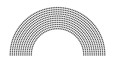 Hemicycle 734 koltuk - 11 sıra - 180 derece