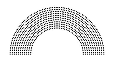 Hemicycle 739 koltuk - 11 sıra - 180 derece