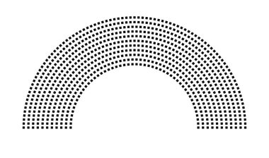 Hemicycle 754 koltuk - 11 sıra - 180 derece