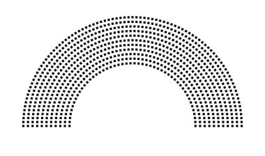 Hemicycle 755 koltuk - 11 sıra - 180 derece