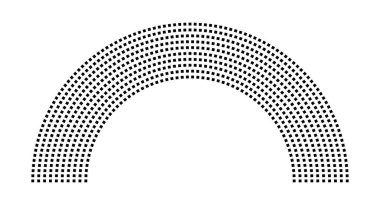 Hemicycle 805 koltuklar - 10 sıra - 180 derece