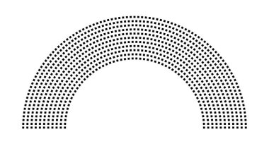 Hemicycle 833 koltuk - 11 sıra - 180 derece