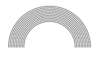 Hemicycle 832 koltuk - 11 sıra - 180 derece