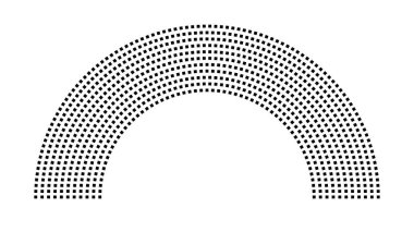Hemicycle 841 koltuk - 11 sıra - 180 derece