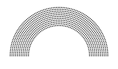 Hemicycle 843 koltuk - 11 sıra - 180 derece