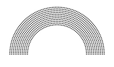 Hemicycle 869 koltuk - 11 sıra - 180 derece