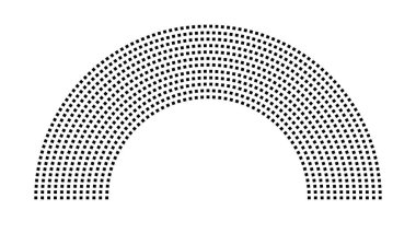 Hemicycle 898 koltuk - 12 sıra - 180 derece