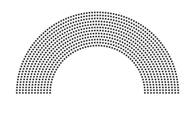 Hemicycle 901 koltuklar - 12 sıra - 180 derece