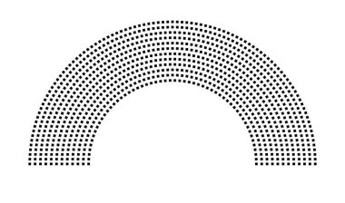 Hemicycle 904 koltuklar - 12 sıra - 180 derece