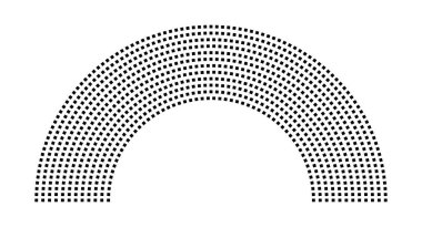 Hemicycle 905 koltuklar - 12 sıra - 180 derece
