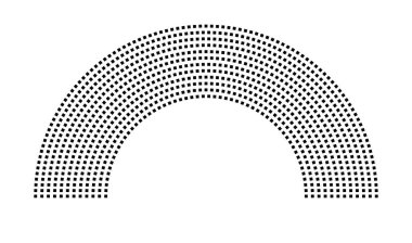 Hemicycle 906 koltuklar - 12 sıra - 180 derece