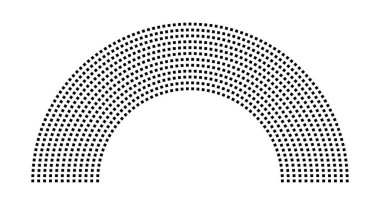 Hemicycle 908 koltuklar - 12 sıra - 180 derece