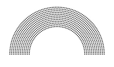 Hemicycle 909 koltuklar - 12 sıra - 180 derece