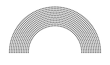 Hemicycle 911 koltukları - 12 sıra - 180 derece
