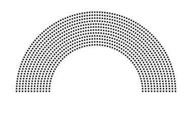 Hemicycle 948 koltuk - 12 sıra - 180 derece
