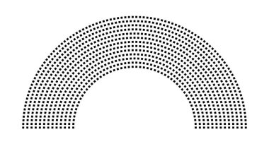 Hemicycle 957 koltuk - 13 sıra - 180 derece