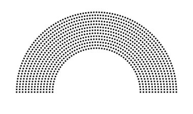 Hemicycle 962 koltuk - 13 sıra - 180 derece
